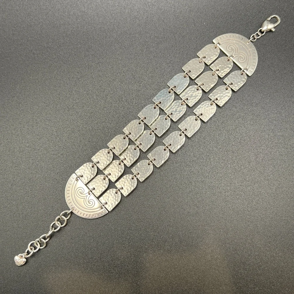Brighton Marrakesh Soileil Wide Bracelet Silver Plated Hammered Shield‎ Boho